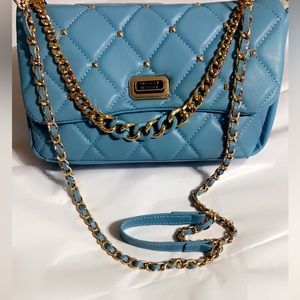 Badgley Mischka Crossbody Shoulder Diamond Quilted & Studs on Cover 10” X 6.5”